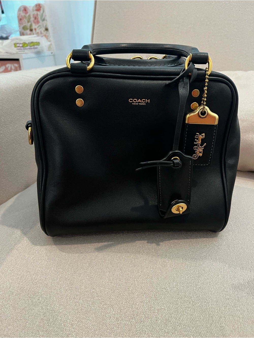 COACH Rogue Cube 20 Black Leather Small Top-Handle Satchel - Picture 2 of 8